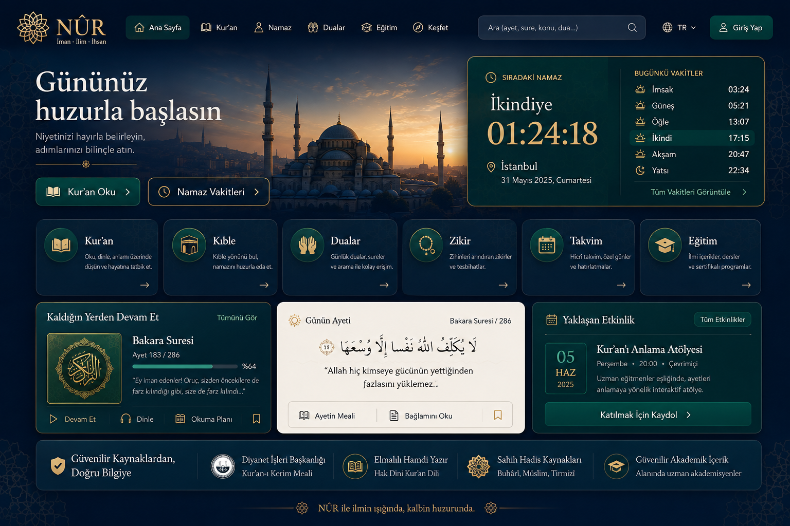 Yeniyollar İbadet web ana sayfa